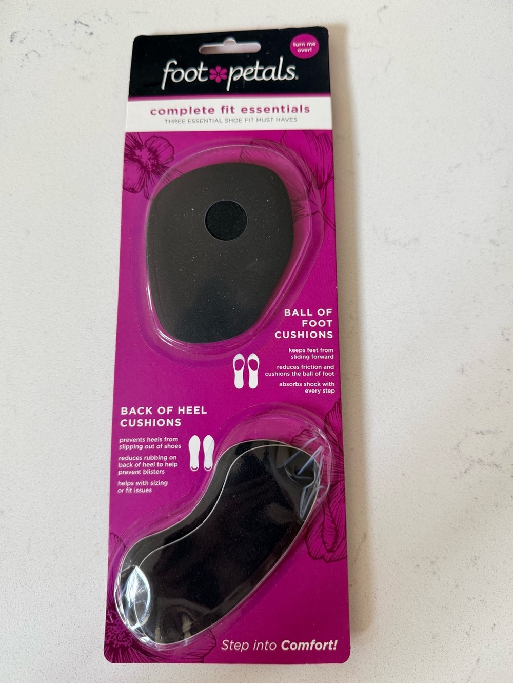 NEW Foot Petals 3/4 Insole (2 Sets) Ball Of Foot Back Of Heel Support Cushions